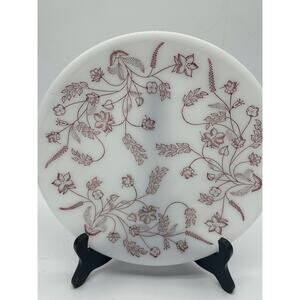 Federal Glass Burgundy Botanical Wildflowers Spree Large Dinner Plate 11 Inches